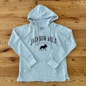 Blue 84 Beige & Tan Striped Jackson Hole French Terry Hoodie, Size Small